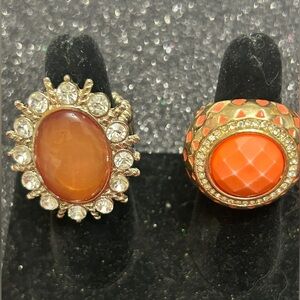P2
2 Elegant Gold and Orange and Vintage Women's rings lot Stretch bands